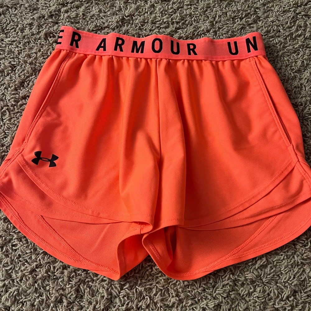 New Women’s Under Armour Orange Coral Play Up Shorts